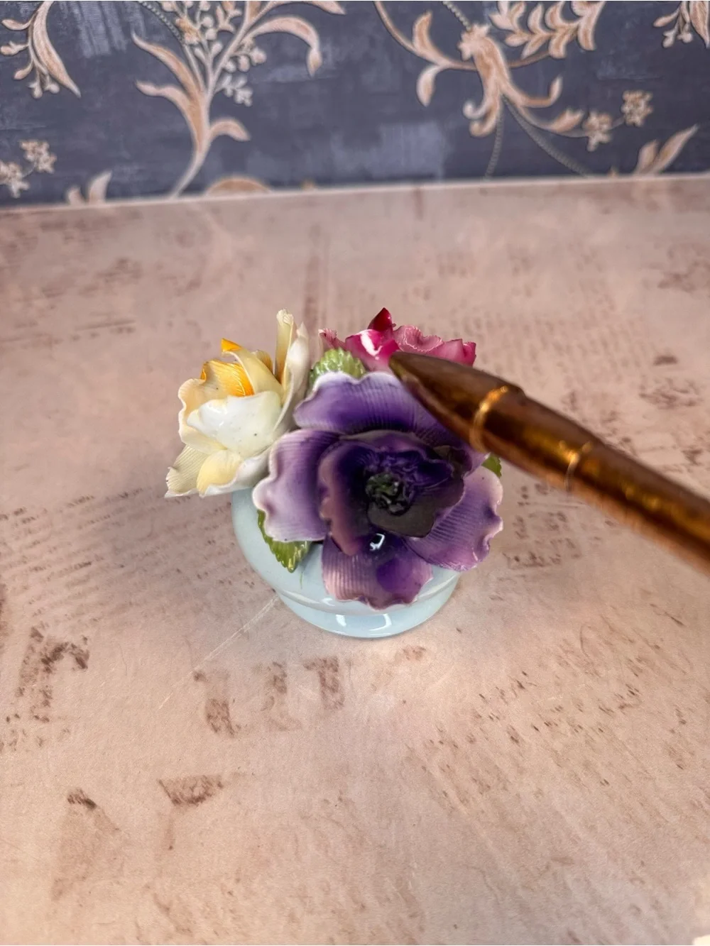 Vintage Staffordshire Bone China Floral Posy Bowl England Figurine